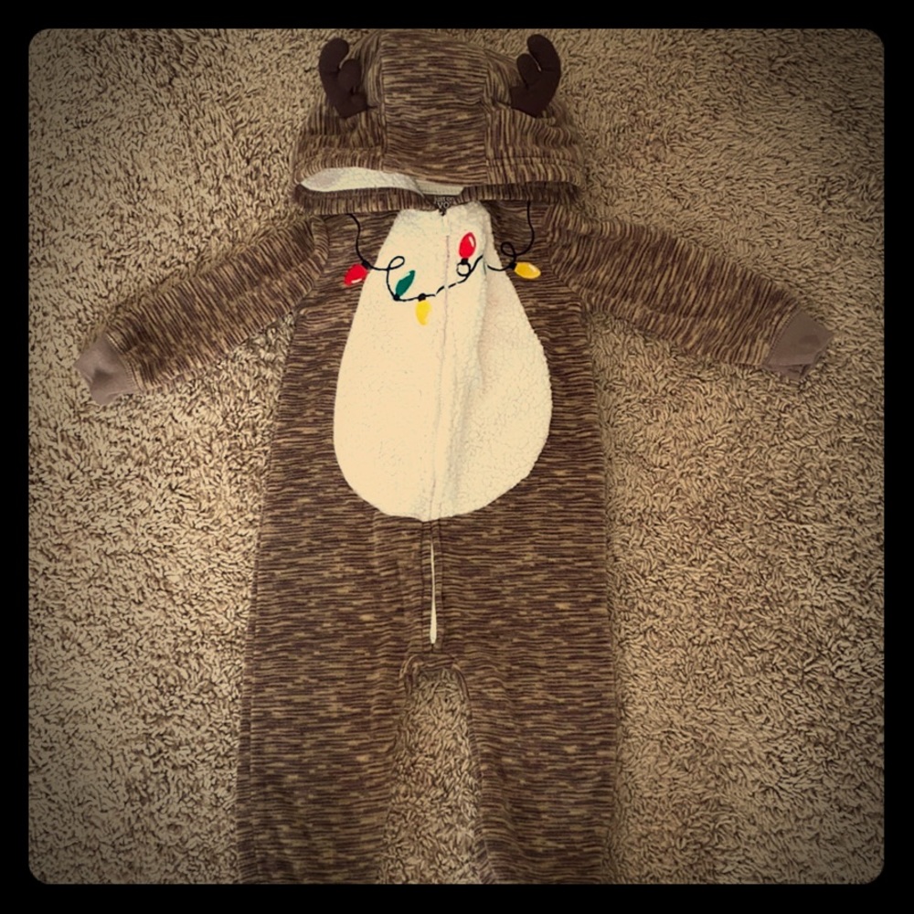 Reindeer Christmas zip up onesie 12 months